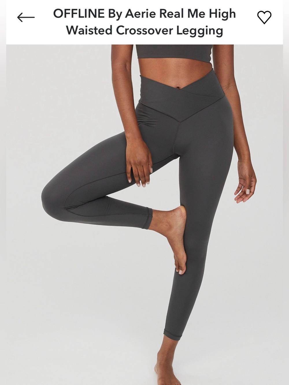 aerie High-Waisted Crossover Leggings — Smoked Gray sz M